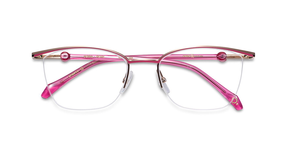 Das Bild zeigt die Korrektionsbrille SORA PGPK von der Marke Etnia Barcelona in gold-rosa.